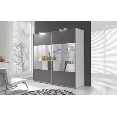 Tükrös gardrób 225 cm KIMBALL 1 - norvég fenyő / szürke + INGYENES LED világítás