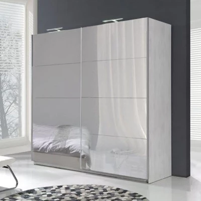 Tükrös gardrób 225 cm KIMBALL 2 - norvég fenyő / szürke + INGYENES LED világítás