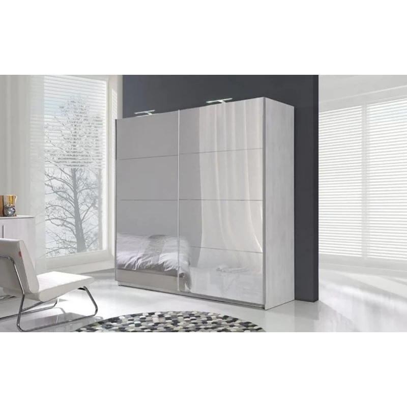 Tükrös gardrób 225 cm KIMBALL 2 - norvég fenyő / szürke + INGYENES LED világítás