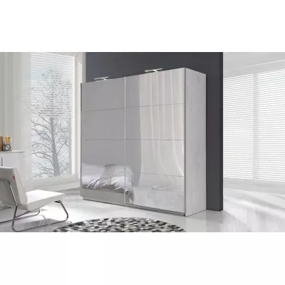 Tükrös gardrób 225 cm KIMBALL 2 - norvég fenyő / szürke + INGYENES LED világítás
