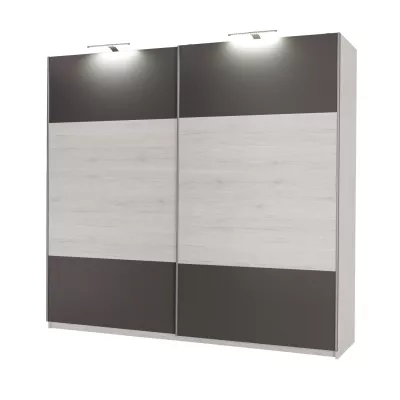 Széles gardrób 225 cm KIMBALL - norvég fenyő / szürke + INGYENES LED világítás