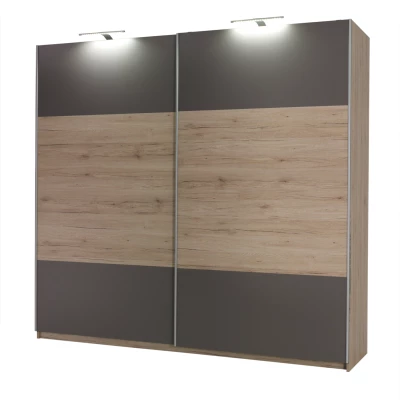 Széles gardrób 225 cm KIMBALL - san remo tölgy / szürke + INGYENES LED világítás