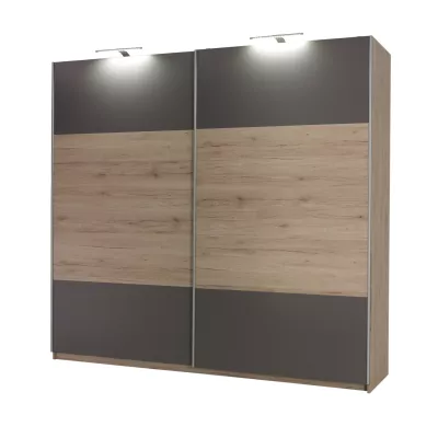 Széles gardrób 225 cm KIMBALL - san remo tölgy / szürke + INGYENES LED világítás