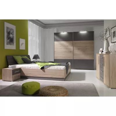 Széles gardrób 225 cm KIMBALL - san remo tölgy / szürke + INGYENES LED világítás