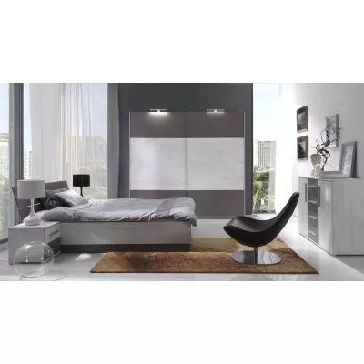 Széles gardrób 225 cm KIMBALL - norvég fenyő / szürke + INGYENES LED világítás