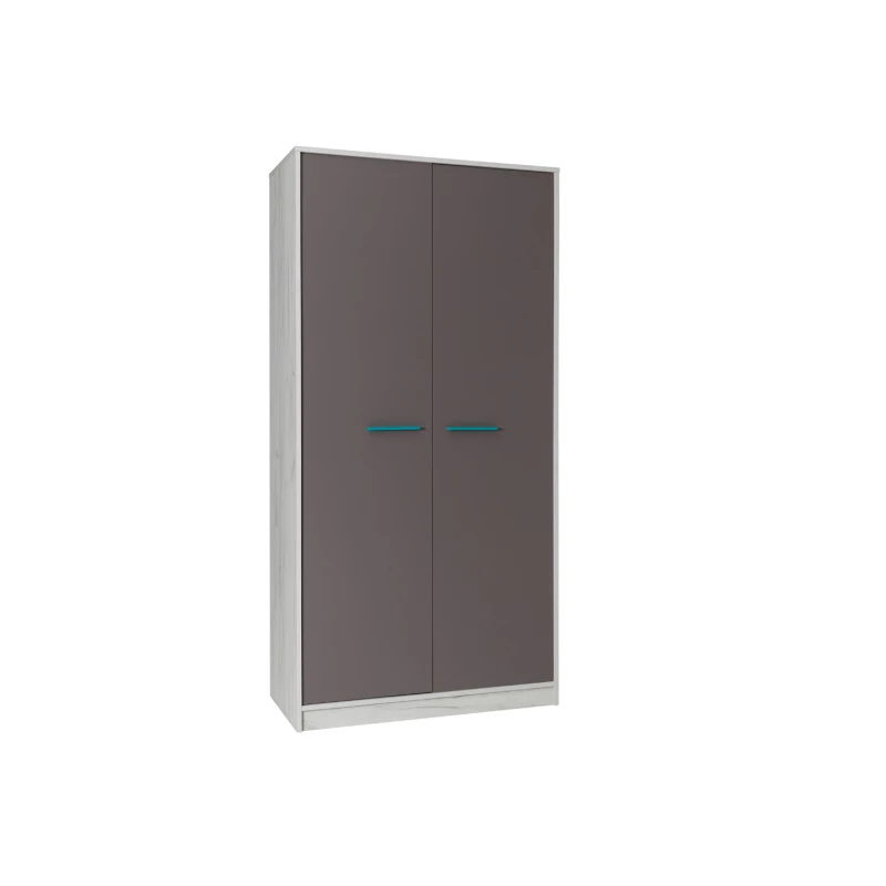 Kétajtós szekrény 96 cm DEANY - kraft tölgy / kőris / türkiz