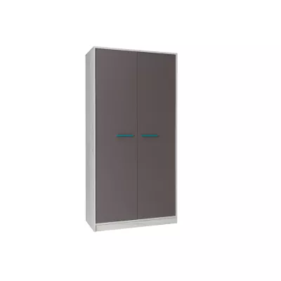 Kétajtós szekrény 96 cm DEANY - kraft tölgy / kőris / türkiz