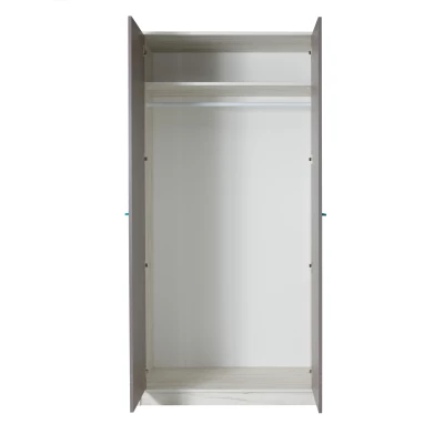 Kétajtós szekrény 96 cm DEANY - kraft tölgy / kőris / türkiz