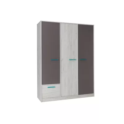 Széles gardrób 145 cm DEANY - kraft tölgy / kőris / türkiz