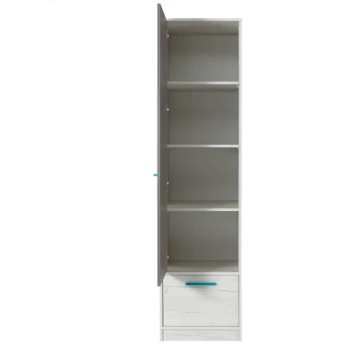 Keskeny gardróbszekrény 50 cm DEANY - kraft tölgy / kőris / türkiz