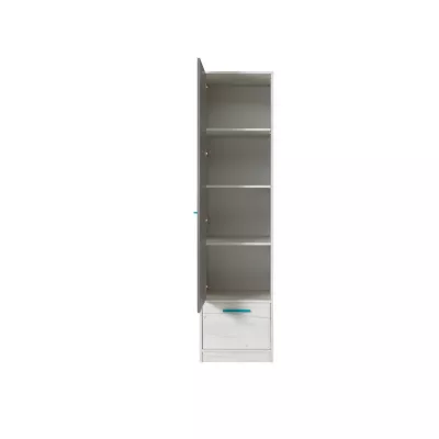 Keskeny gardróbszekrény 50 cm DEANY - kraft tölgy / kőris / türkiz