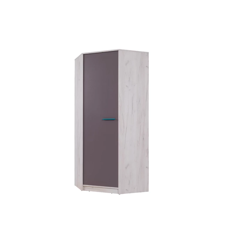 Sarokszekrény 85 cm DEANY - kraft tölgy / kőris / türkiz