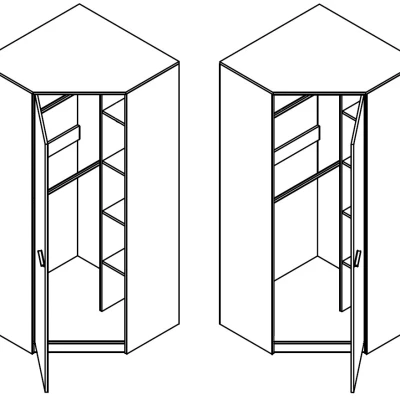 Sarokszekrény 85 cm DEANY - kraft tölgy / kőris / türkiz