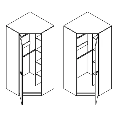 Sarokszekrény 85 cm DEANY - kraft tölgy / kőris / türkiz