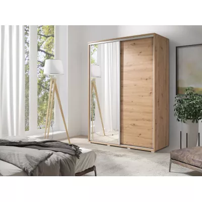 Magas gardróbszekrény 155 cm tükörrel DANUBE 2 - artisan tölgyfa