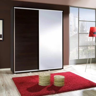 Magas gardróbszekrény 155 cm tükörrel DANUBE 2 - gesztenye wenge