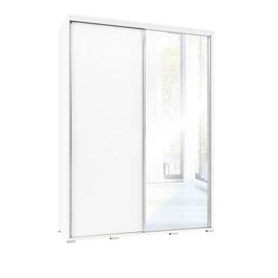 Magas gardróbszekrény 155 cm tükörrel DANUBE 2 - fehér