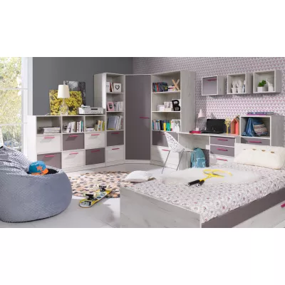 Fali szekrény 35 cm DEANY - kraft tölgy / kőris / türkiz