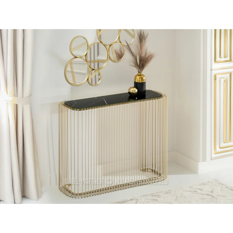 IRAKLI designer konzolasztal - fekete márvány / arany