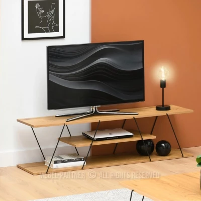 MATTEO designer TV-állvány - tölgy / fekete
