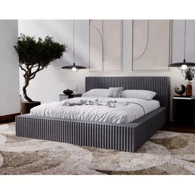 Kárpitozott dupla ágy 140x200 SIDONIA 1 tárolóhellyel - sötétszürke