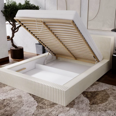 Kárpitozott dupla ágy 140x200 SIDONIA 1 tárolóhellyel - krémszínű
