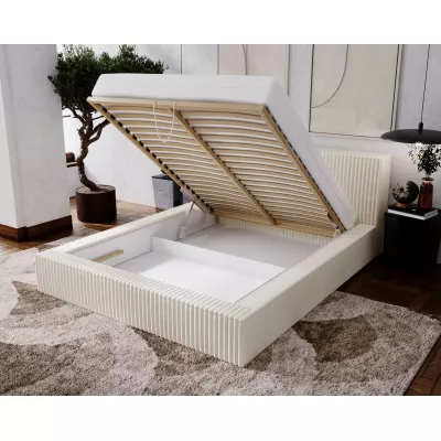 Kárpitozott dupla ágy 140x200 SIDONIA 1 tárolóhellyel - krémszínű