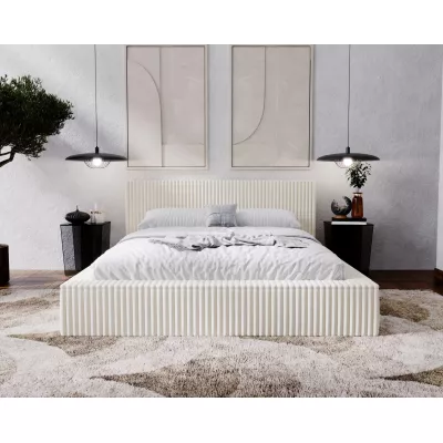 Kárpitozott dupla ágy 160x200 SIDONIA 1 tárolóhellyel - krémszínű