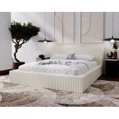 Kárpitozott dupla ágy 160x200 SIDONIA 1 tárolóhellyel - krémszínű