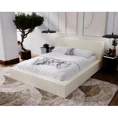 Kárpitozott dupla ágy 160x200 SIDONIA 1 tárolóhellyel - krémszínű
