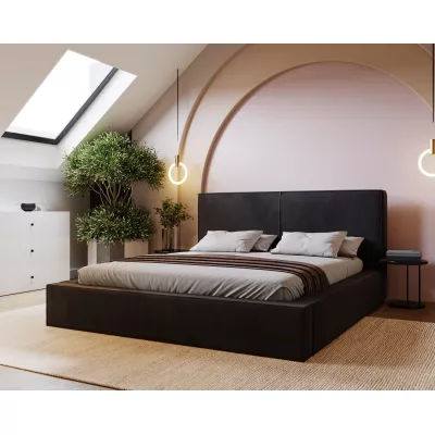 Kárpitozott egyszemélyes ágy 140x200 NIDIA 1 tárolóhellyel - fekete