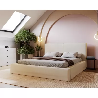 Kárpitozott egyszemélyes ágy 160x200 NIDIA 1 tárolóhellyel - vanília