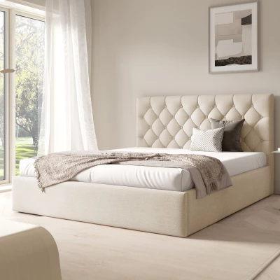 Franciaágy rácsos ágyráccsal 180x200 TAISA 4 - krémszínű