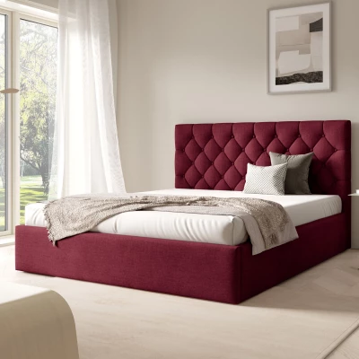 Franciaágy rácsos ágyráccsal 180x200 TAISA 4 - bordó