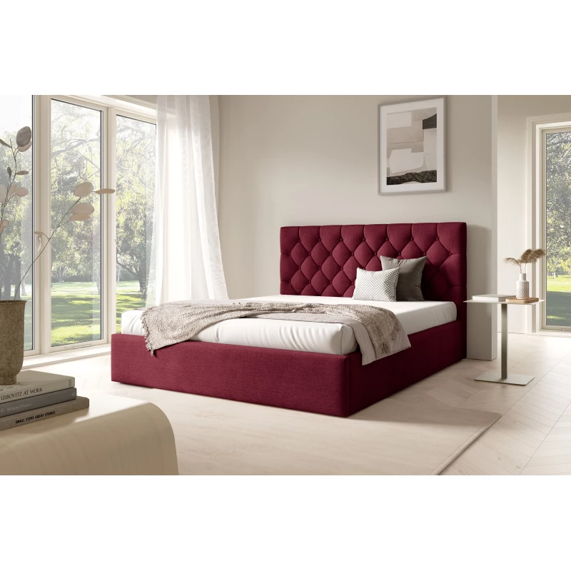 Franciaágy rácsos ágyráccsal 180x200 TAISA 4 - bordó