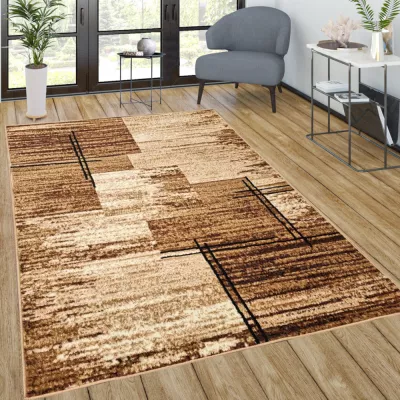 LUKEN téglalap alakú szőnyeg 70x130 cm - bézs / sötétbarna
