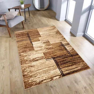 LUKEN téglalap alakú szőnyeg 70x130 cm - bézs / sötétbarna