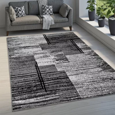 Szőnyeg 50x90 cm LUKEN téglalap alakú - szürke / fekete