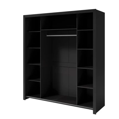 Gardróbszekrény 185 cm tolóajtókkal HAYWARD - vörösbarna / fekete fogantyúk