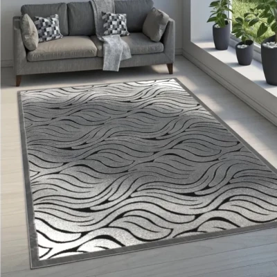 Modern téglalap alakú szőnyeg 150x300 cm DEMIAN - szürke / fekete