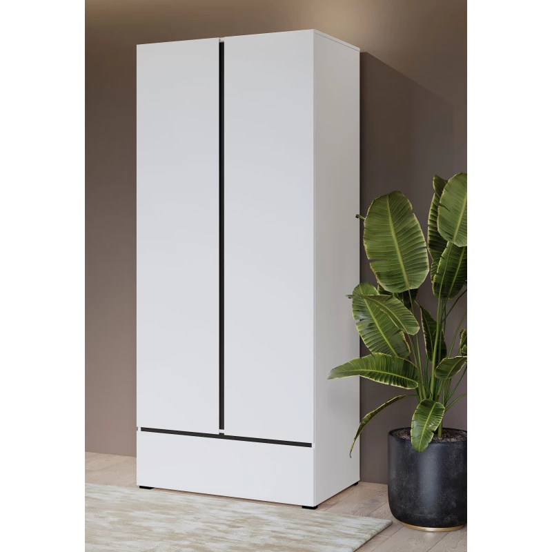 Kétajtós szekrény 89 cm GLENROSE - fehér / fekete
