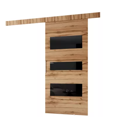 Beltéri faliajtó BARRET 3 - 76 cm, wotan tölgy / fekete