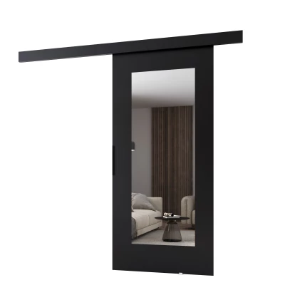 Tolóajtó tükörrel BARRET 9 - 76 cm, fekete