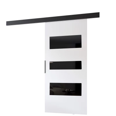 Tolóajtó falra szerelhető BARRET 13 - 76 cm, fehér / fekete