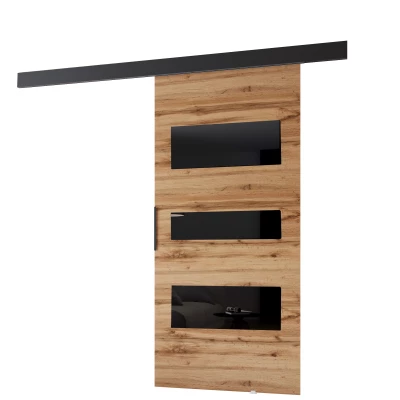 Tolóajtó falra szerelhető BARRET 13 - 76 cm, wotan tölgy / fekete