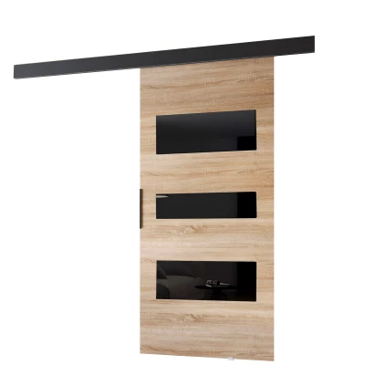 Tolóajtó falra szerelhető BARRET 13 - 86 cm, sonoma tölgy / fekete
