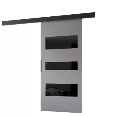 Tolóajtó falra szerelhető BARRET 13 - 86 cm, szürke / fekete