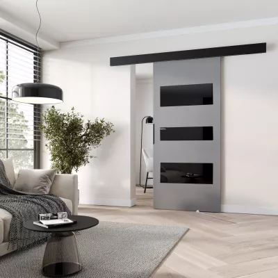Tolóajtó falra szerelhető BARRET 13 - 86 cm, szürke / fekete