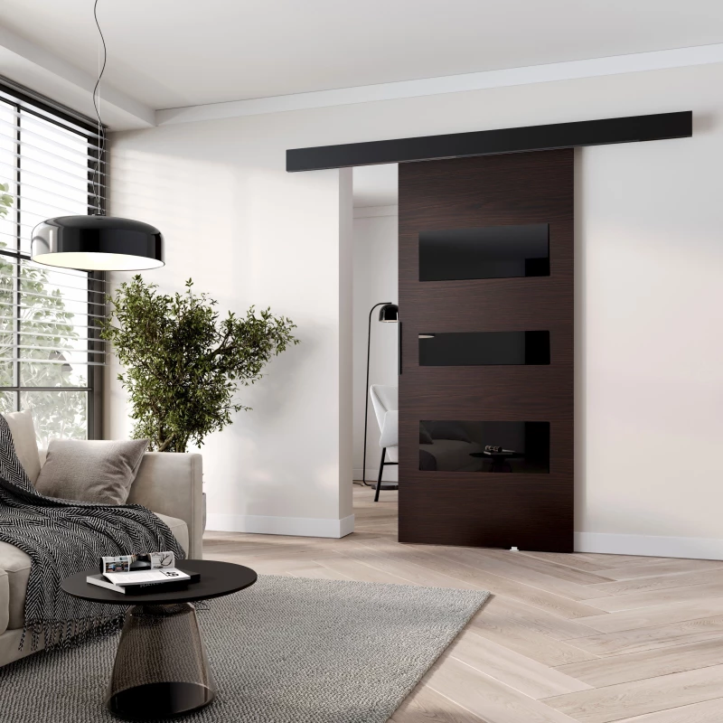 Tolóajtó falra szerelhető BARRET 13 - 86 cm, wenge / fekete