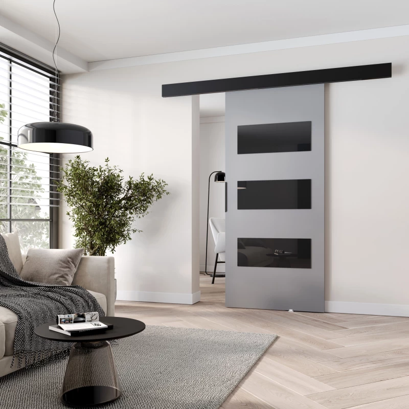 Beltéri faliajtó BARRET 15 - 86 cm, szürke / fekete